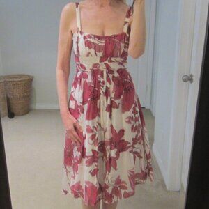 Zara Pink Floral Cotton & Silk Sleeveless Dress